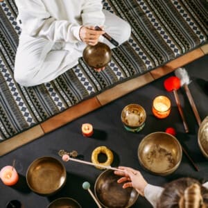 Singing Bowls in Sound Bath Session